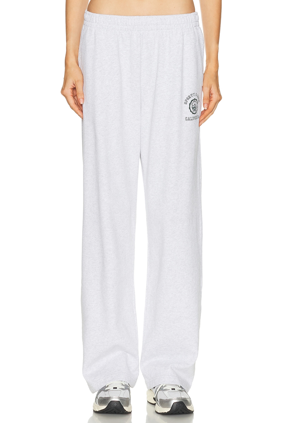 Sporty & Rich California Emblem Wide Sweatpant in Heather Gray - Light Grey. S also in XS, M
