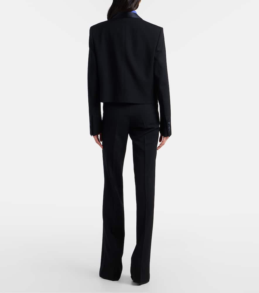Silk-trimmed wool suit pants