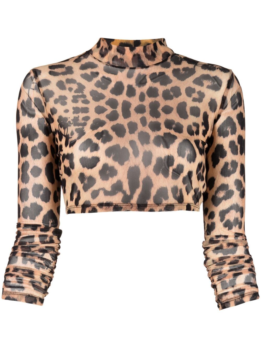 Leopard-print cropped top - Brown