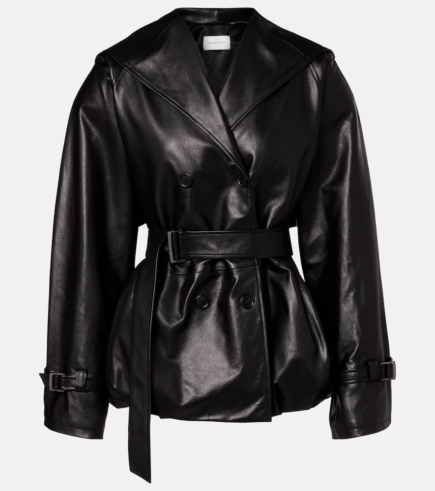 Hooded leather jacket