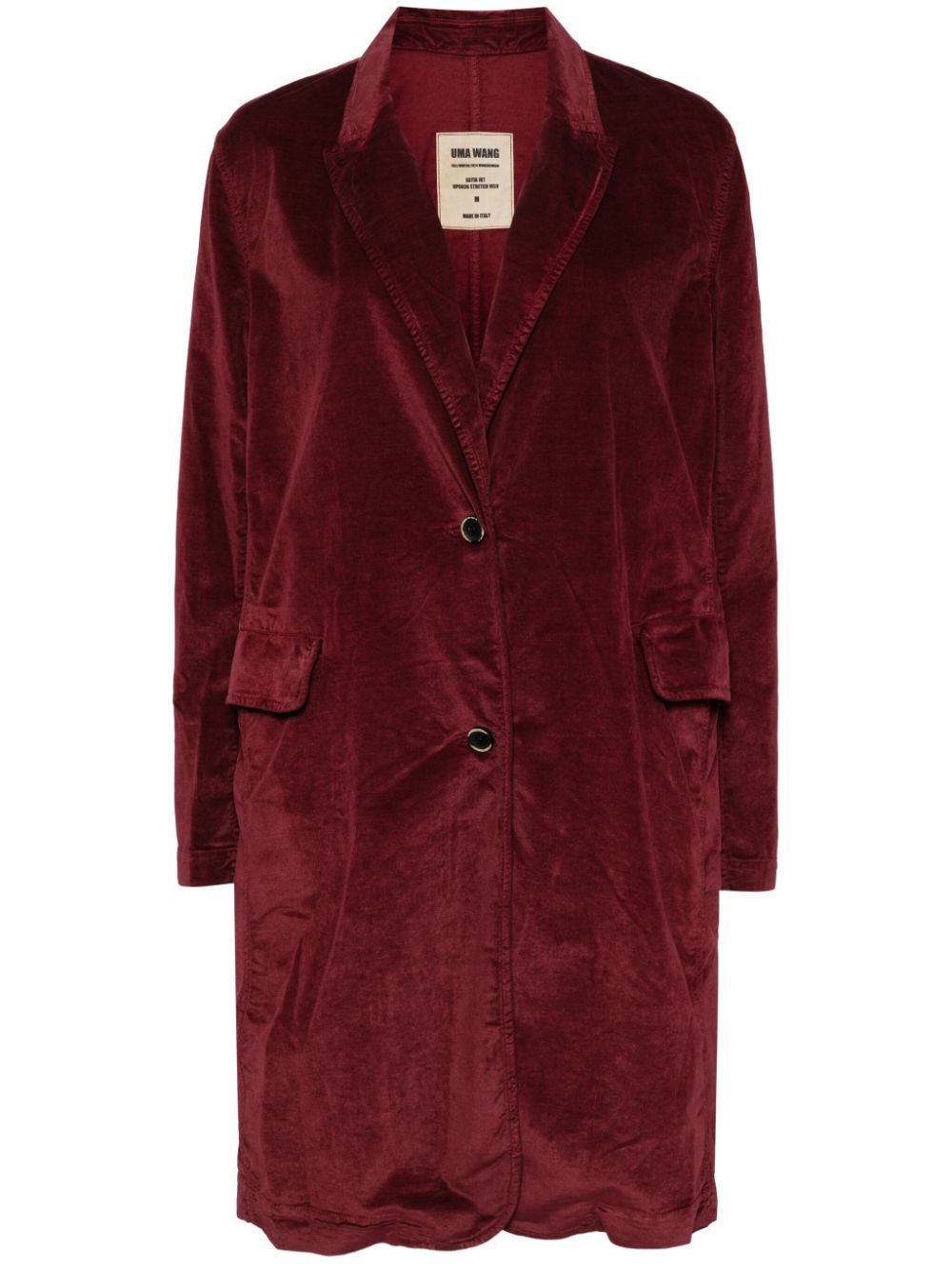 Cotton blend single-breasted blazer - Red