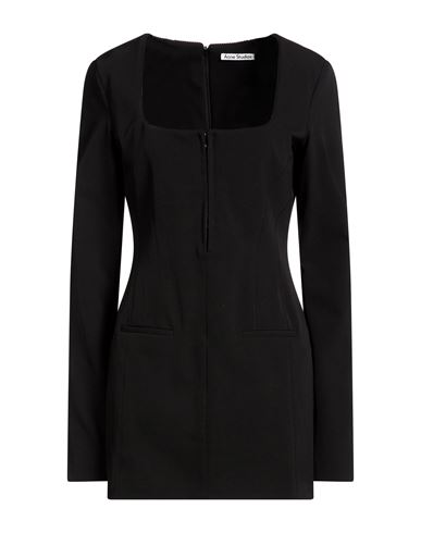 Woman Mini dress Black Size 8 Polyester, Wool, Elastane