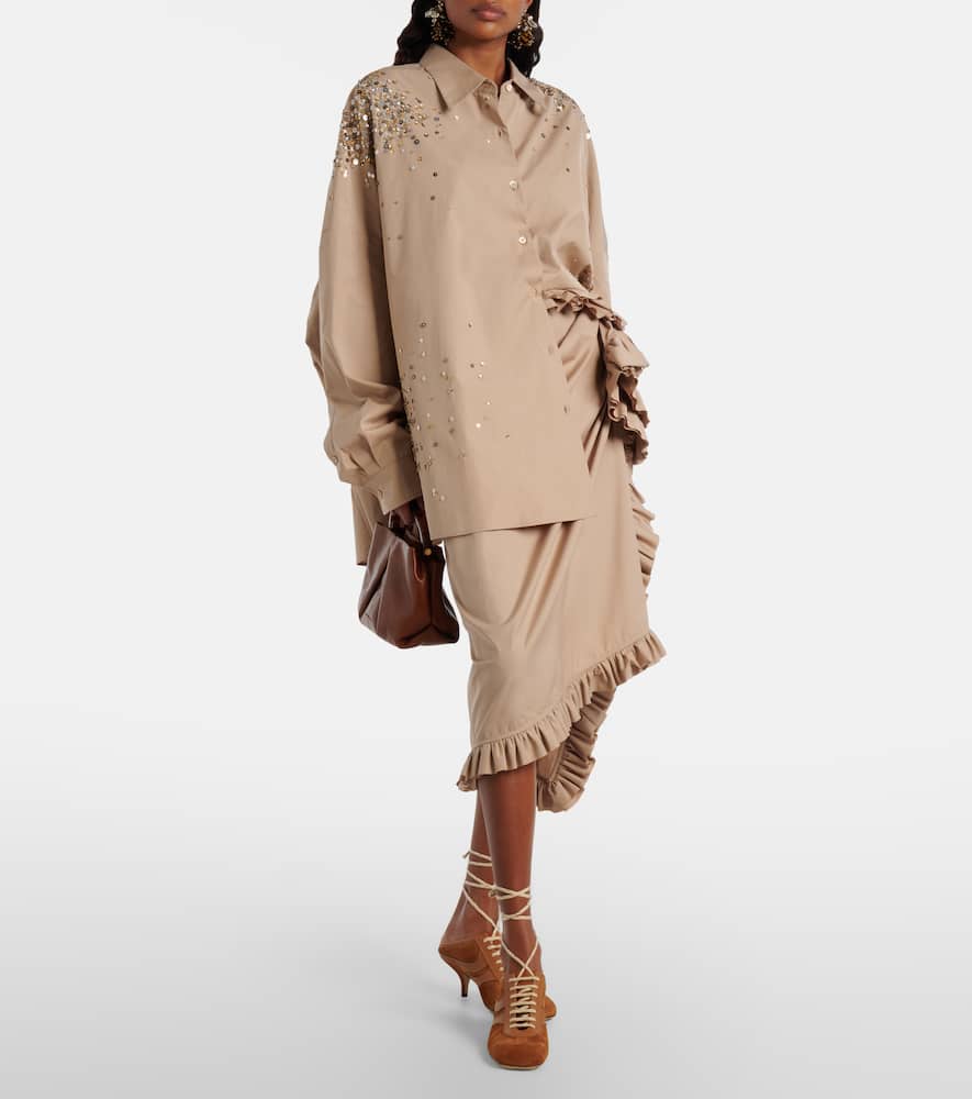 Sequined oversized cotton shirt