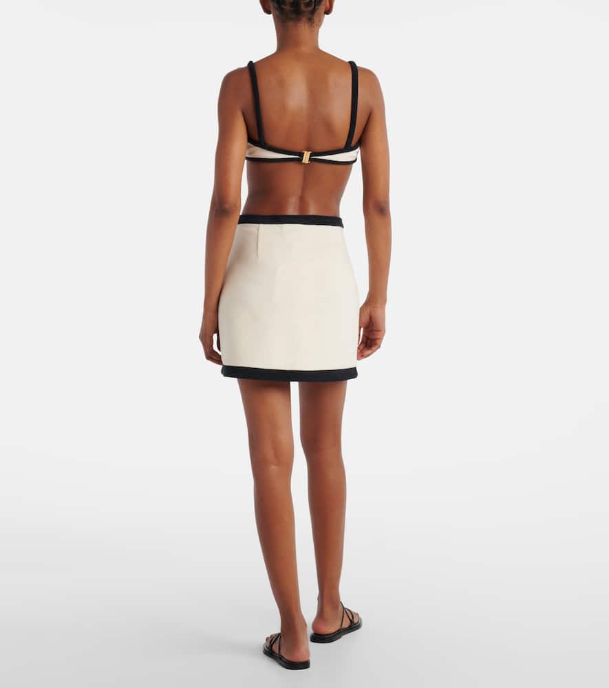 Cotton-blend terry bikini top