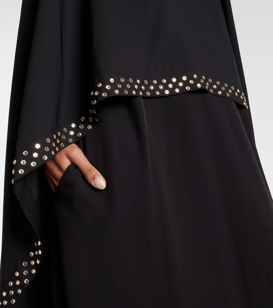 Embellished caped maxi dress