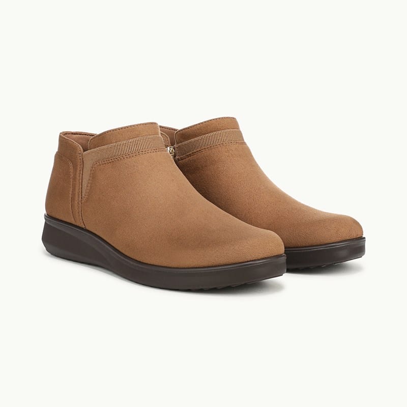 For Flynn Ankle Bootie Boots Dark Tan Stretch Fabric