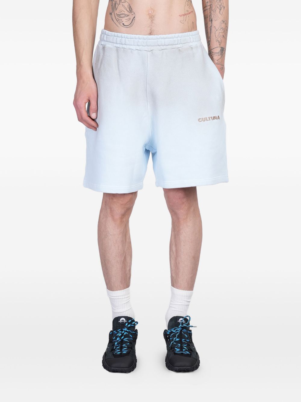 CULTURA logo-embroidered track shorts - Blue