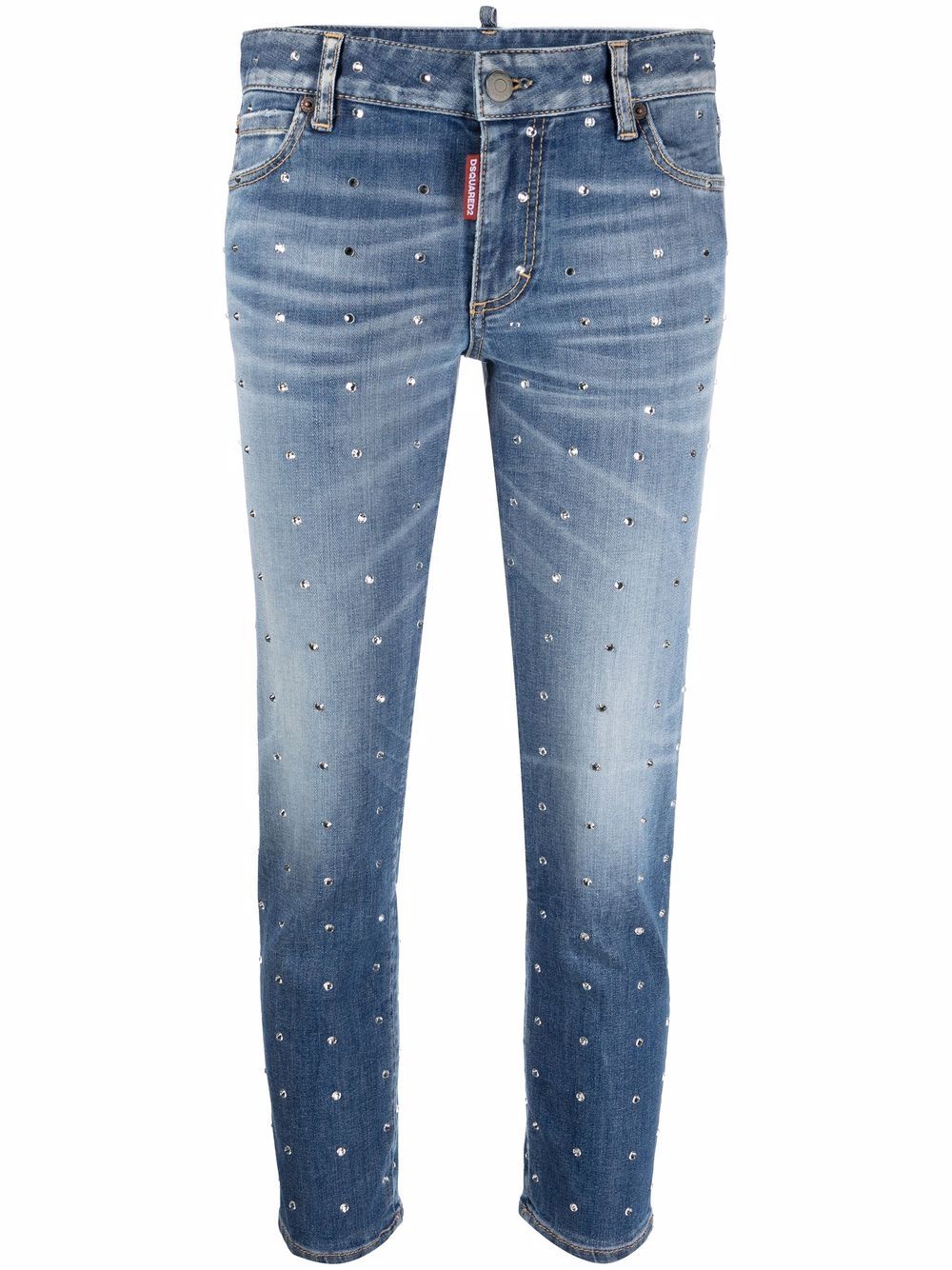 Crystal-embellished cropped jeans - Blue