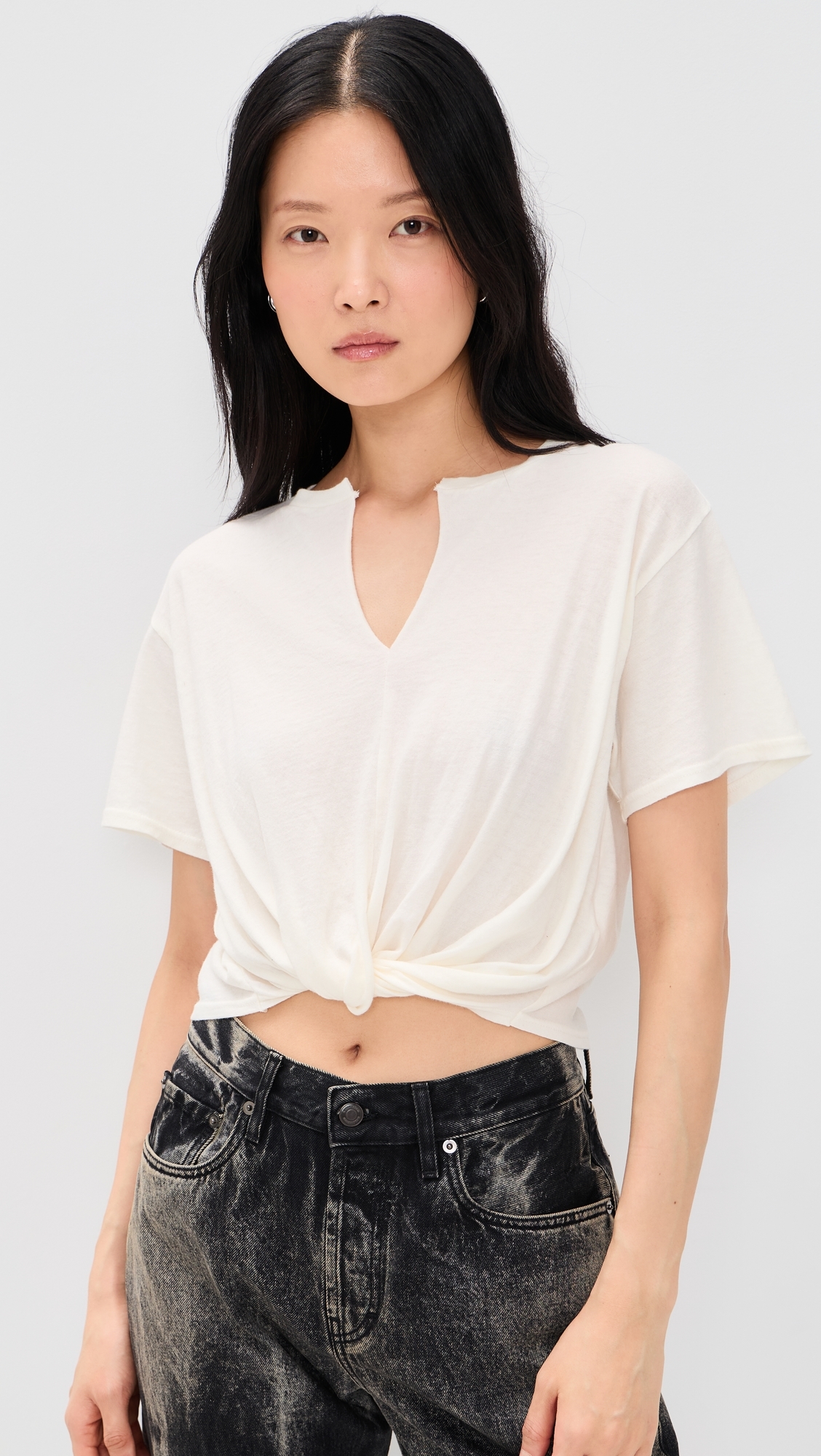 Twisted Front Tee Ecru