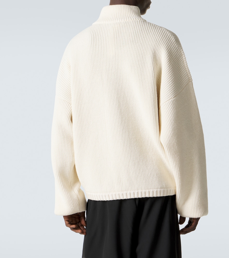 Wool, linen, and cotton half-zip sweater
