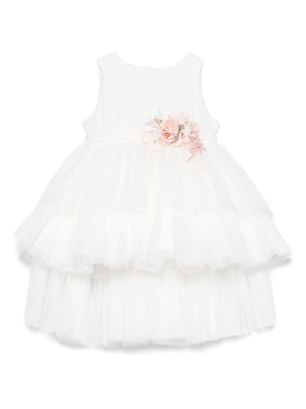 Floral-appliqué dress - White