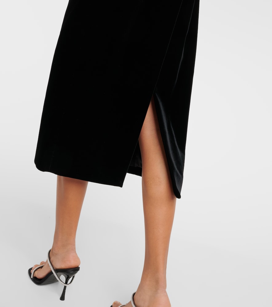 Strapless velvet midi dress