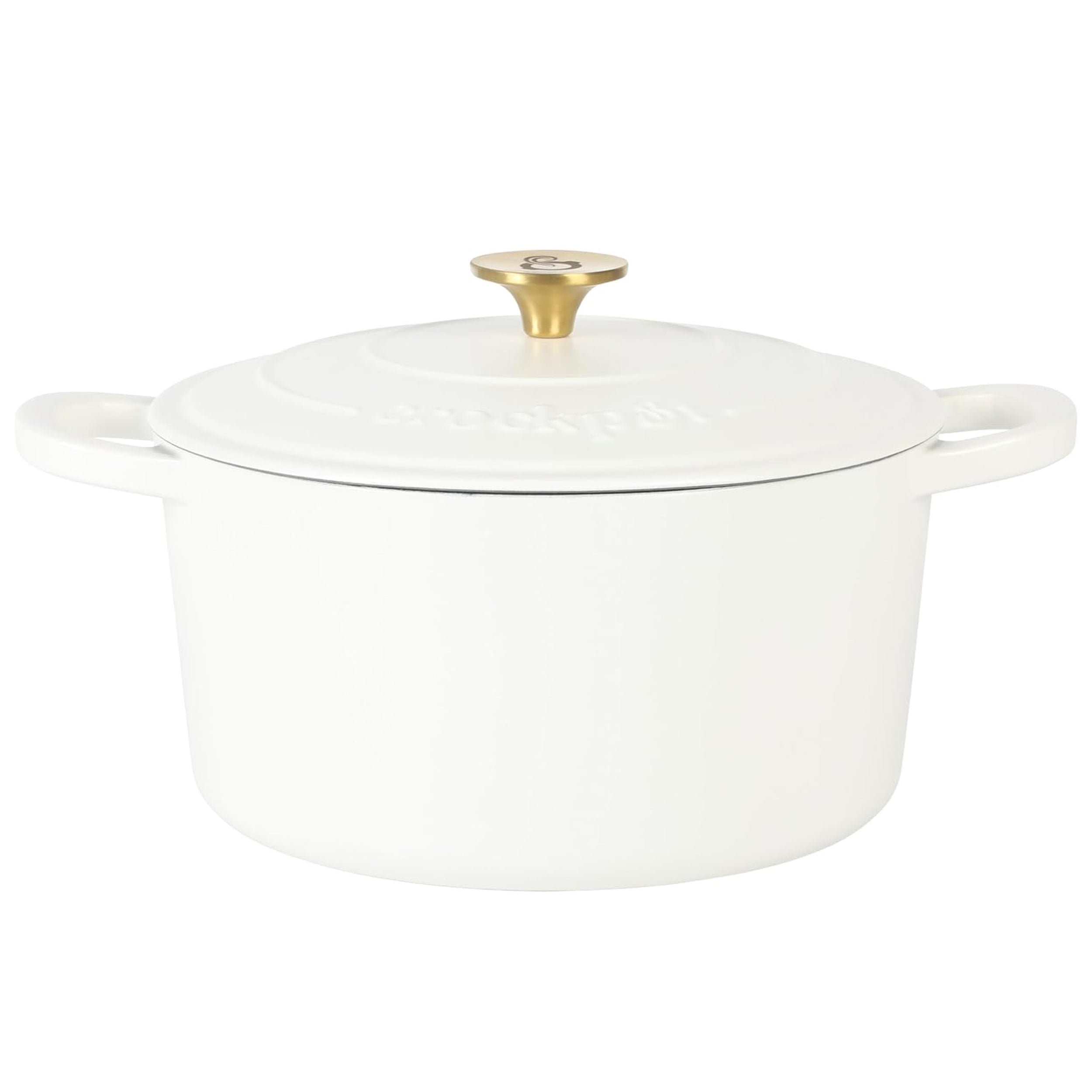 Artisan 5 Quart Round Enameled Cast Iron Dutch Oven with Lid in Linen