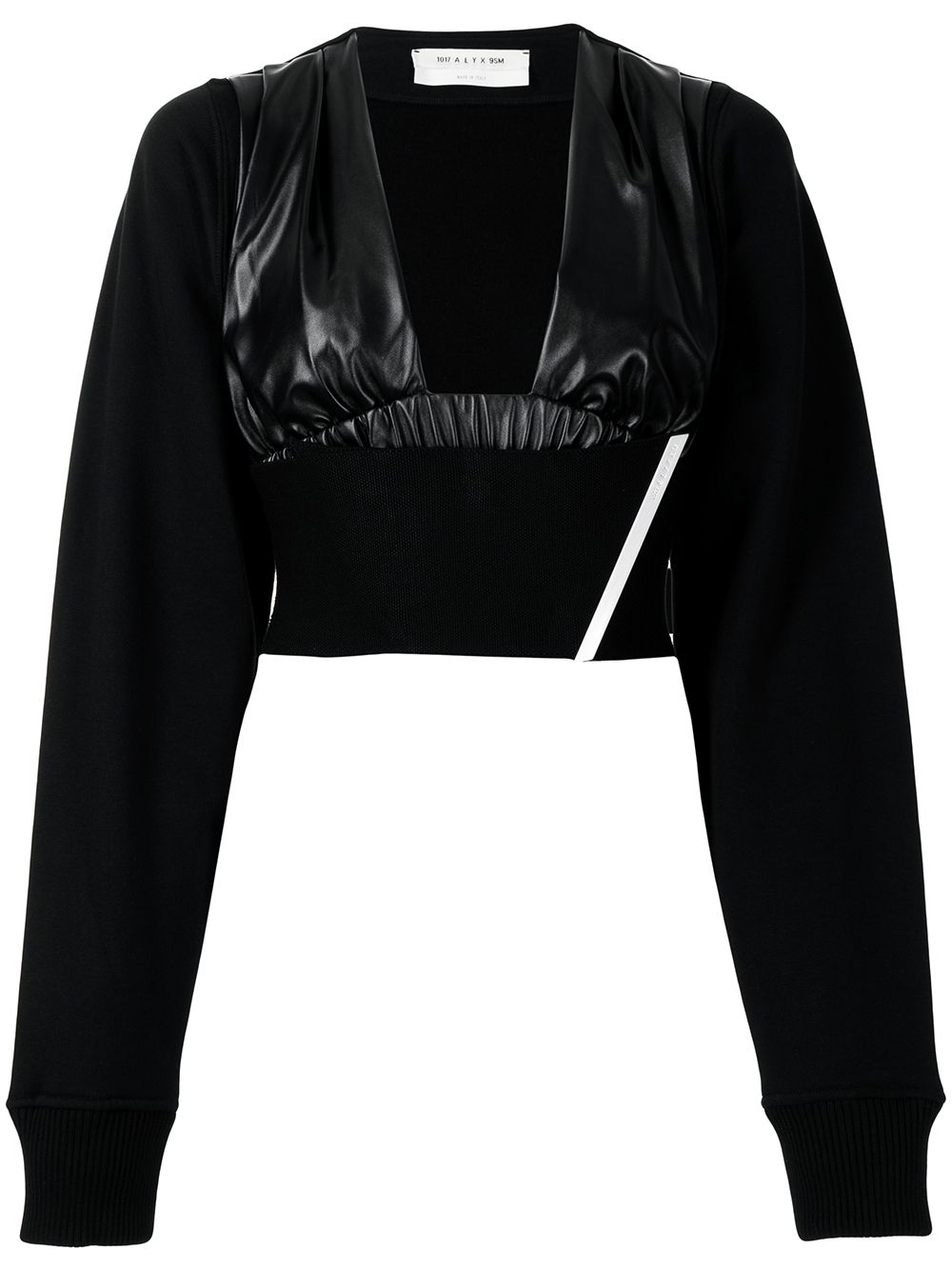 Cropped sweatshirt-sleeve top - Black