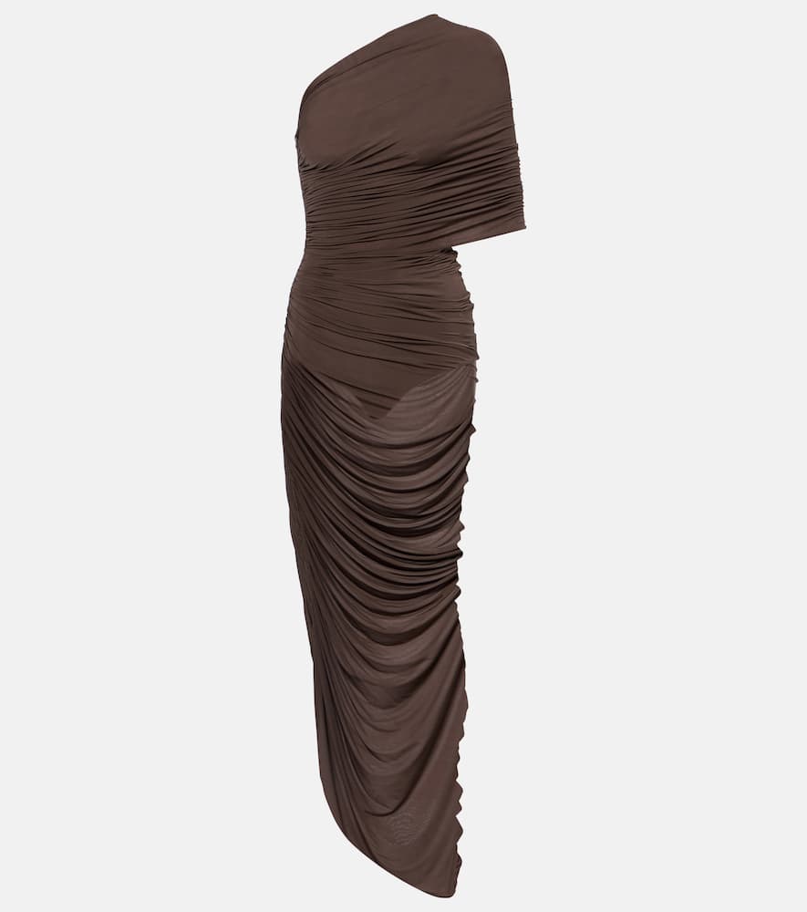 Draped one-shoulder gown
