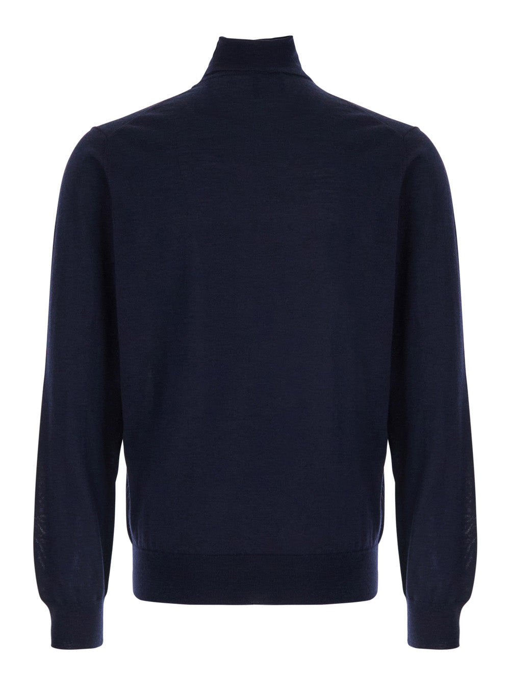 Merino Wool Blend Turtleneck Sweater — Navy