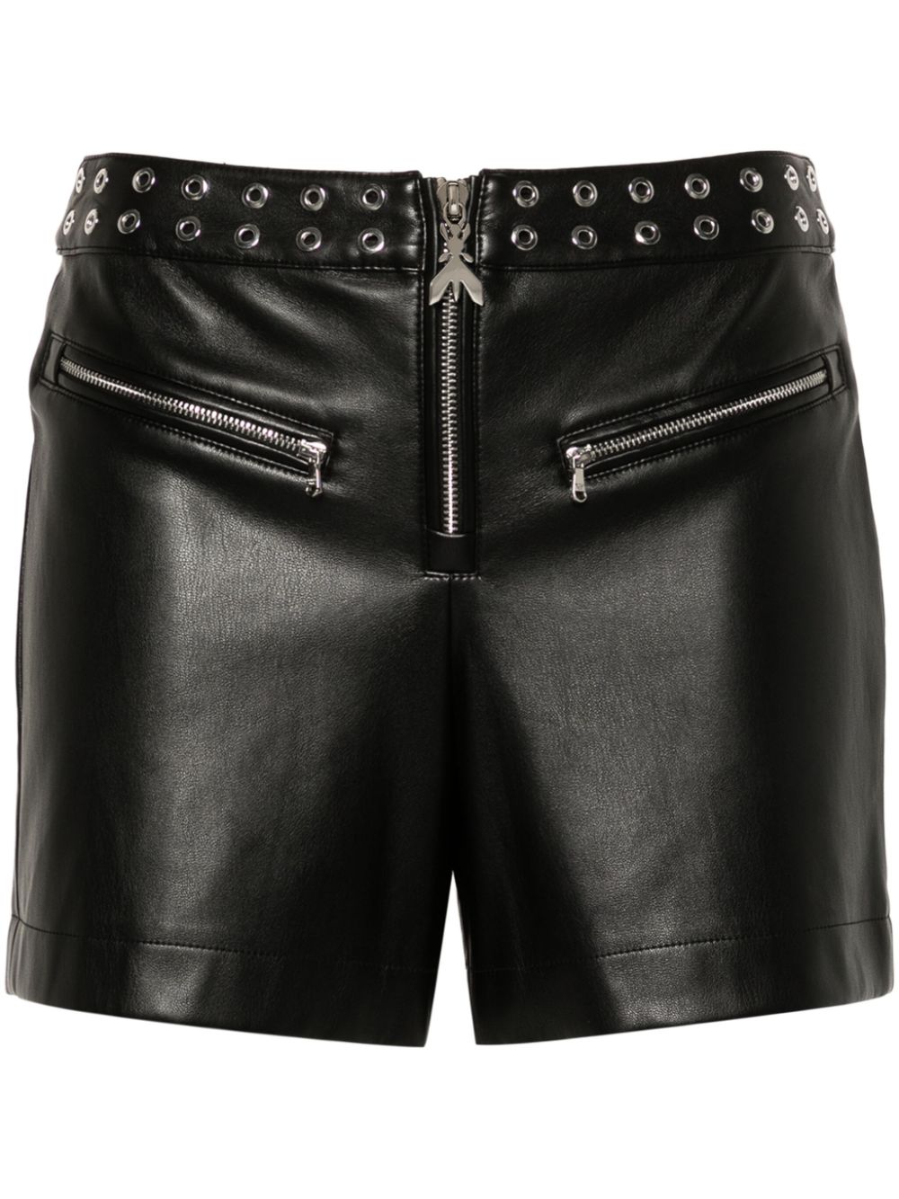 Eyelet-detail faux-leather shorts - Black