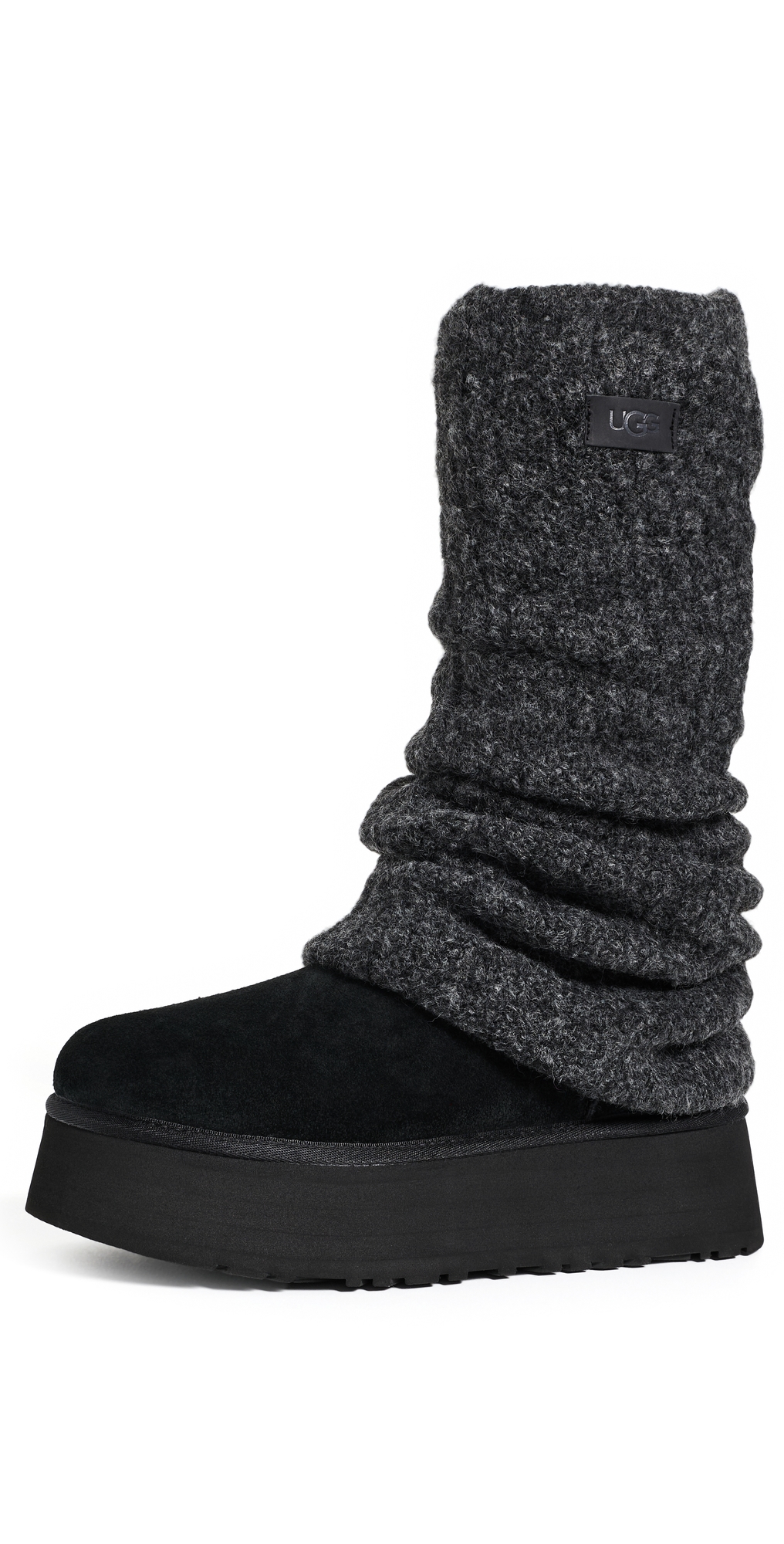 Classic Mini Dipper Legwarmer Suede Boots Black