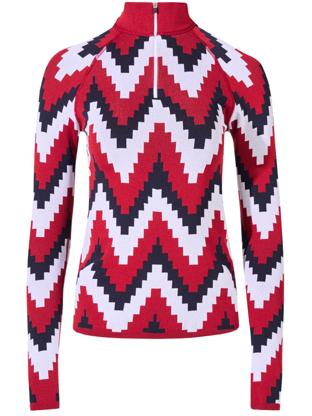 Chevron zip-up T-shirt - Red