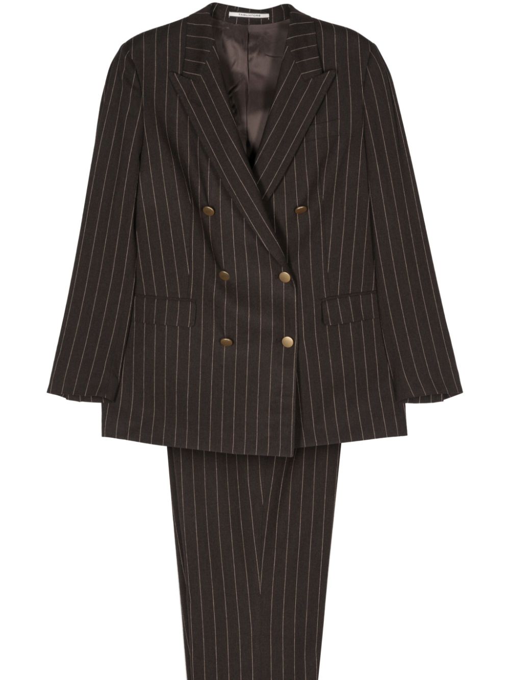 Pinstripe-pattern suit - Brown