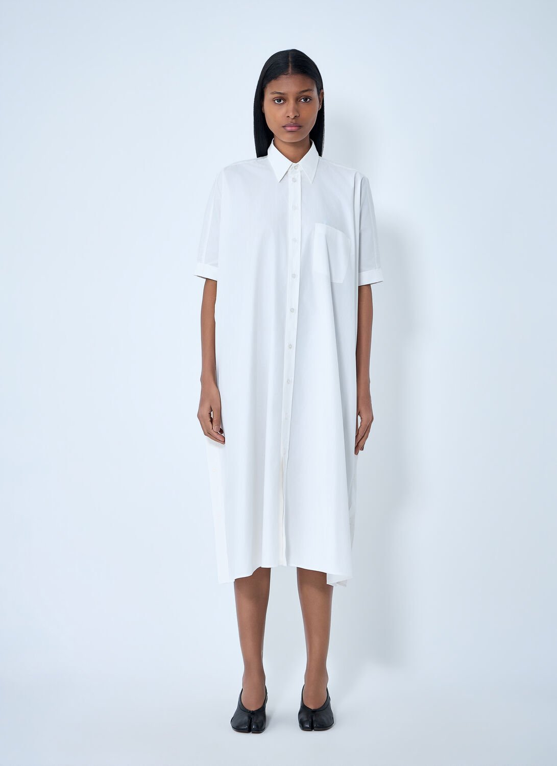 Button-down Midi Dress - Woman Dresses White Fr