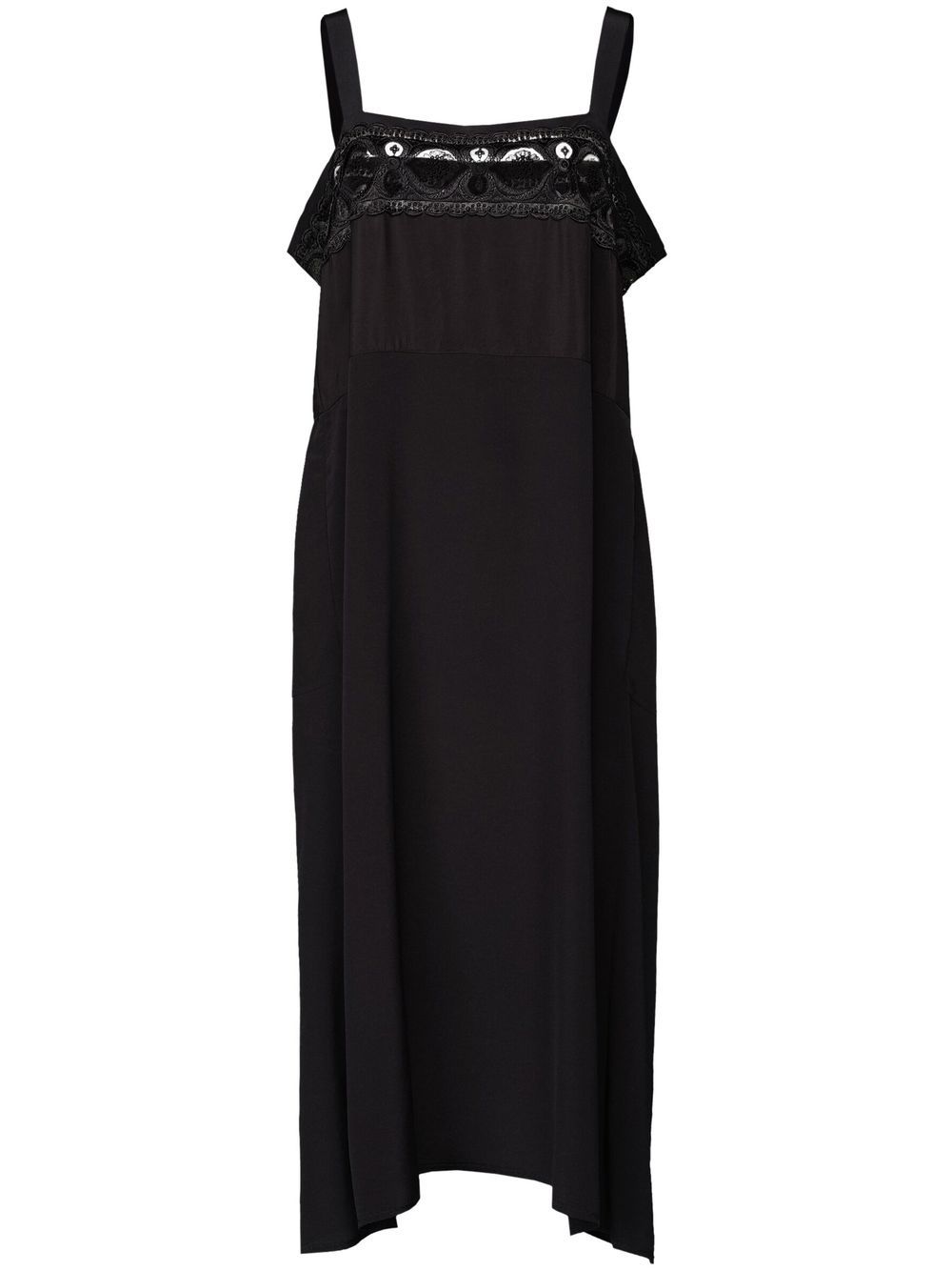 Embroidered midi dress - Black