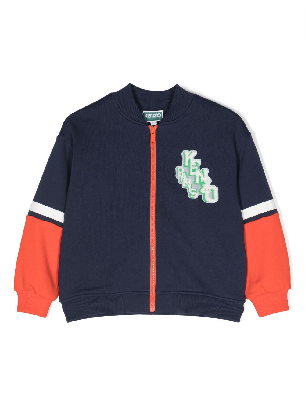 Logo-patch zip-up sweatshirt - Blue