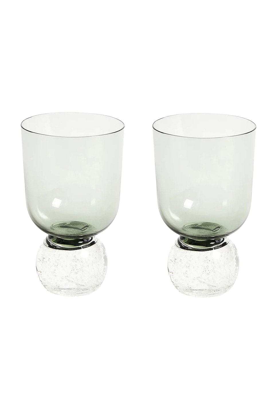 Misette Hand Blown Bubble Glass Tumbler Set Of 2 in Tourmaline Green - Green.  a