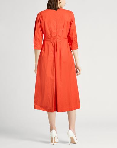 Woman Midi dress Orange Size 6 Cotton