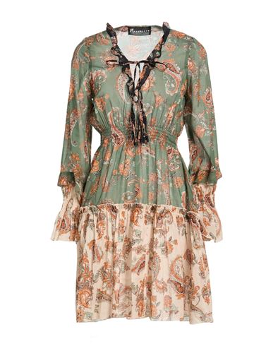 Woman Mini dress Military green Size L Cotton