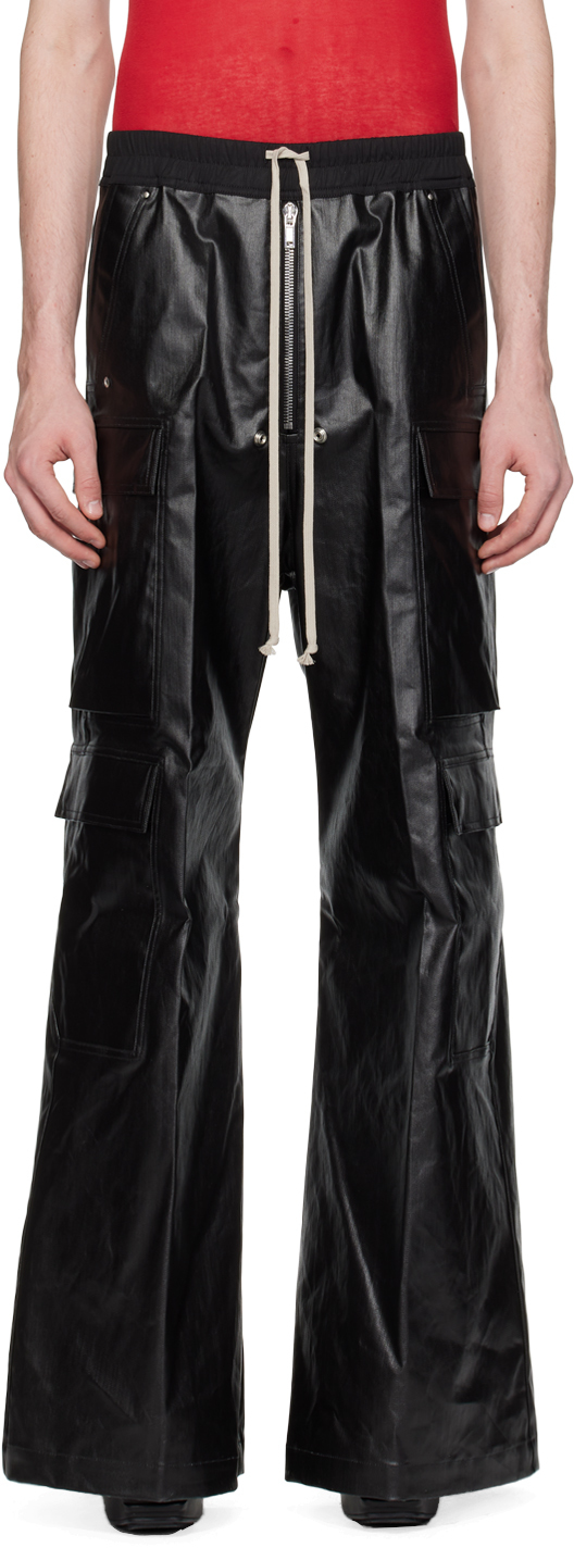 Rick Owens Black Cargobelas Denim Cargo Pants