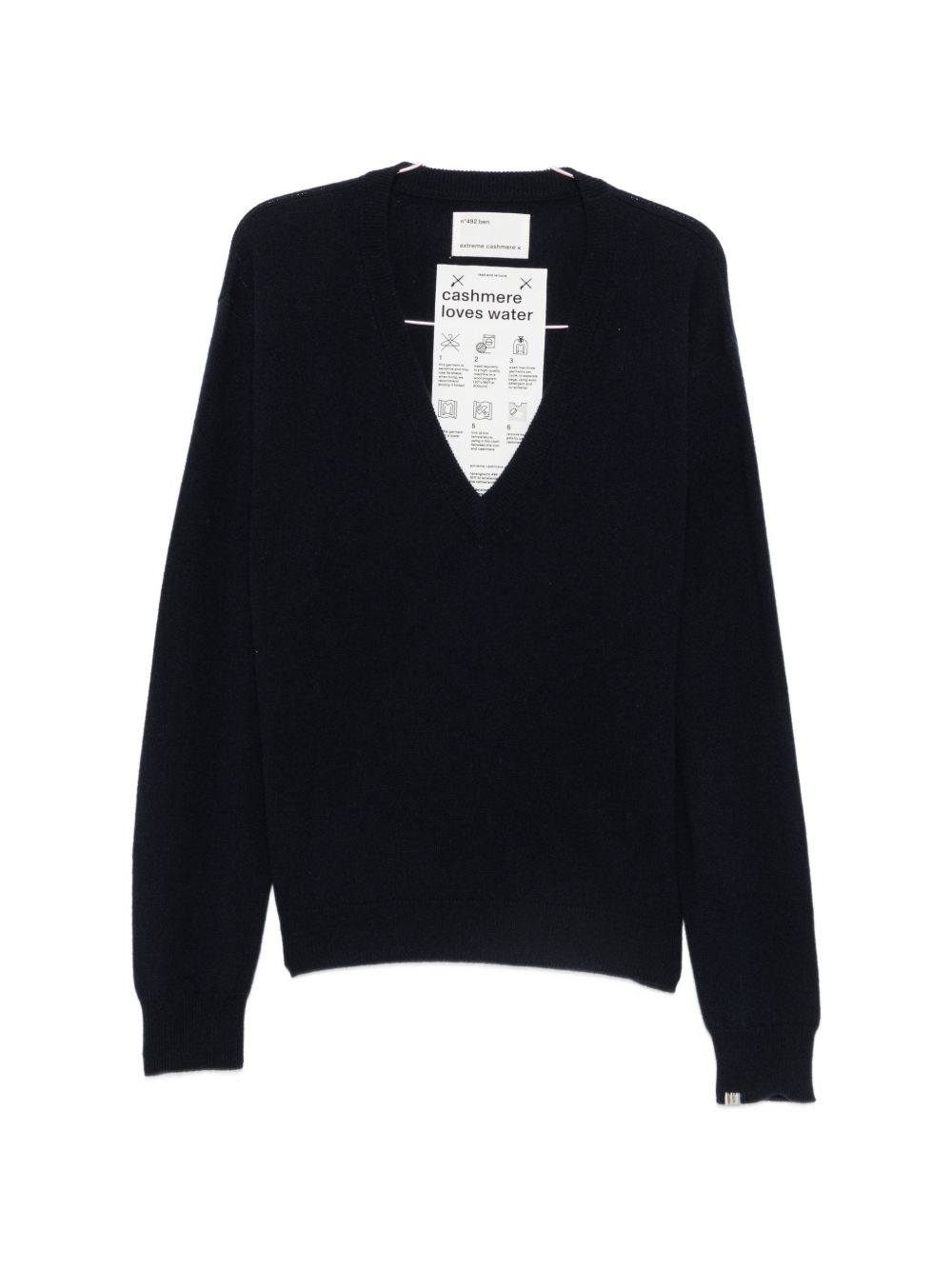 Cashmere V-Neck Sweater — Navy