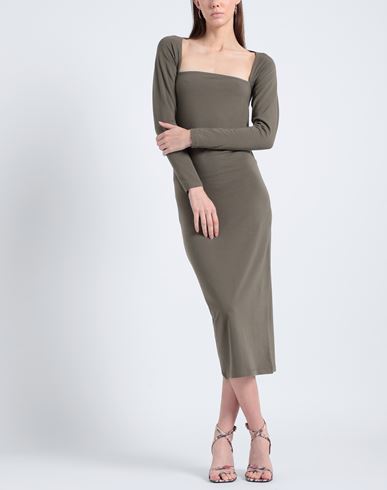 Woman Midi dress Military green Size L Cotton, Elastane