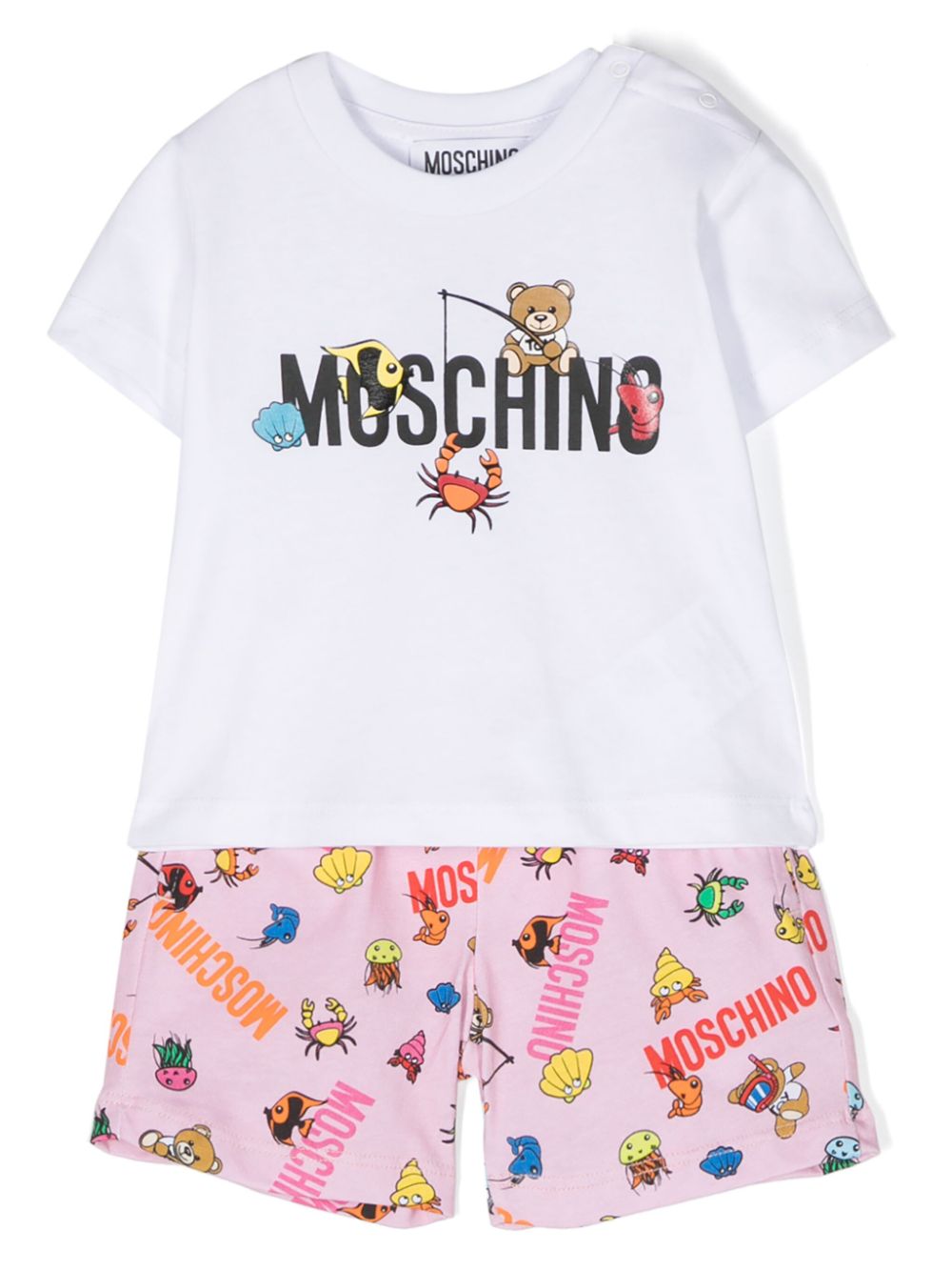 Teddy Bear cotton shorts set - Pink