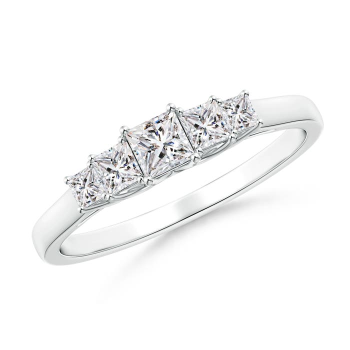 Angara 0.46 Carat Graduated Princess-Cut Trellis Diamond Five Stone Ring in 18K White Gold