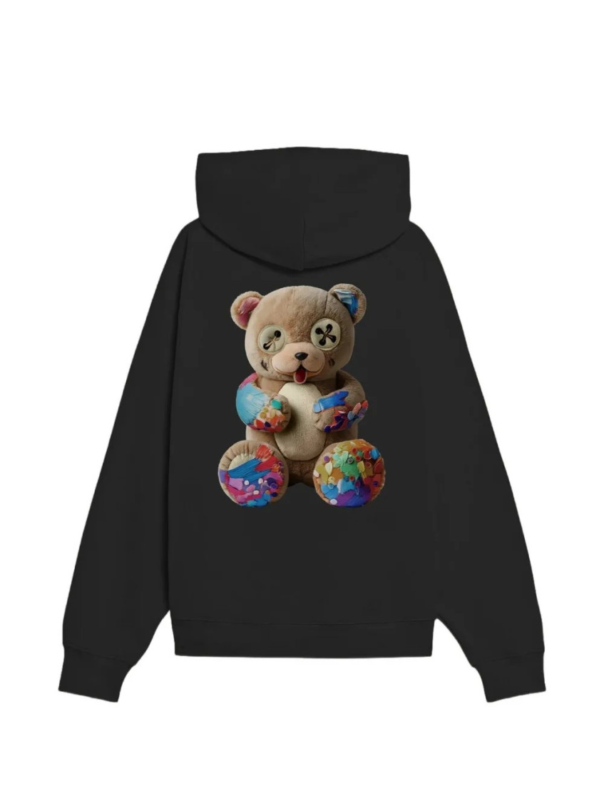 Black Solid Hood Sweatshirt