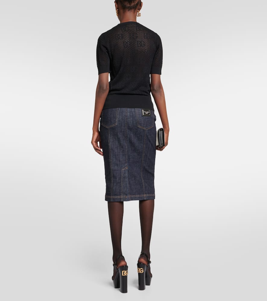 Logo lace-stitched jacquard sweater