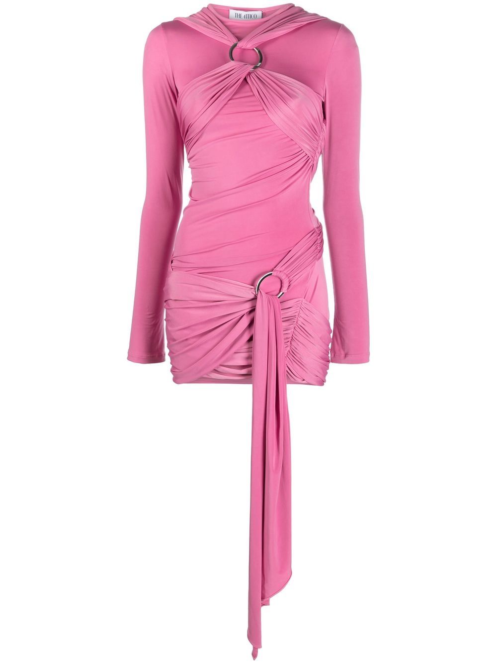 Draped long-sleeve minidress - Pink