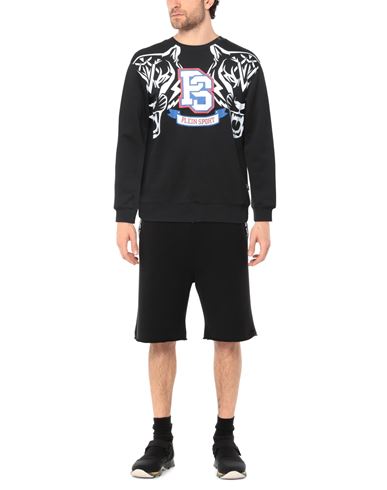 Man Sweatshirt Black Size S Cotton, Polyester