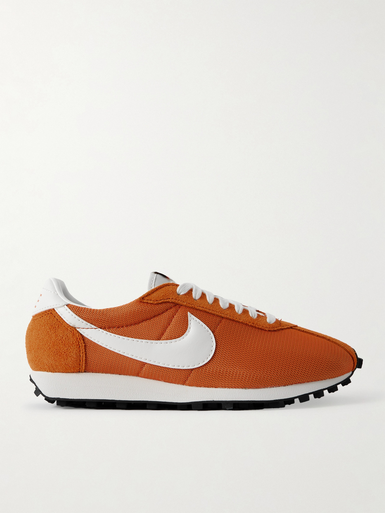 Ld-1000 Leather And Brushed Suede-trimmed Mesh Sneakers - Orange