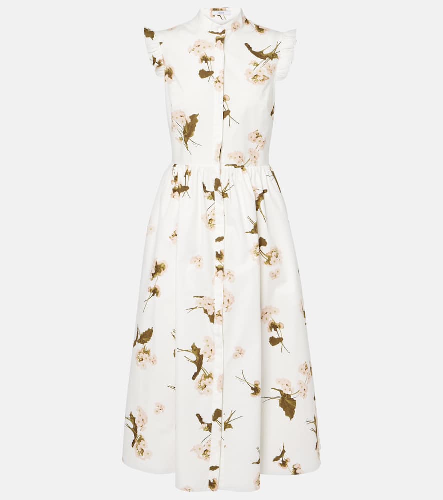 Floral cotton poplin midi dress