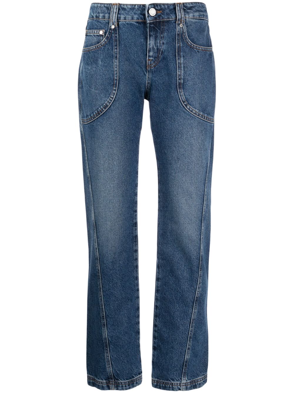 Mid-rise straight-leg jeans - Blue