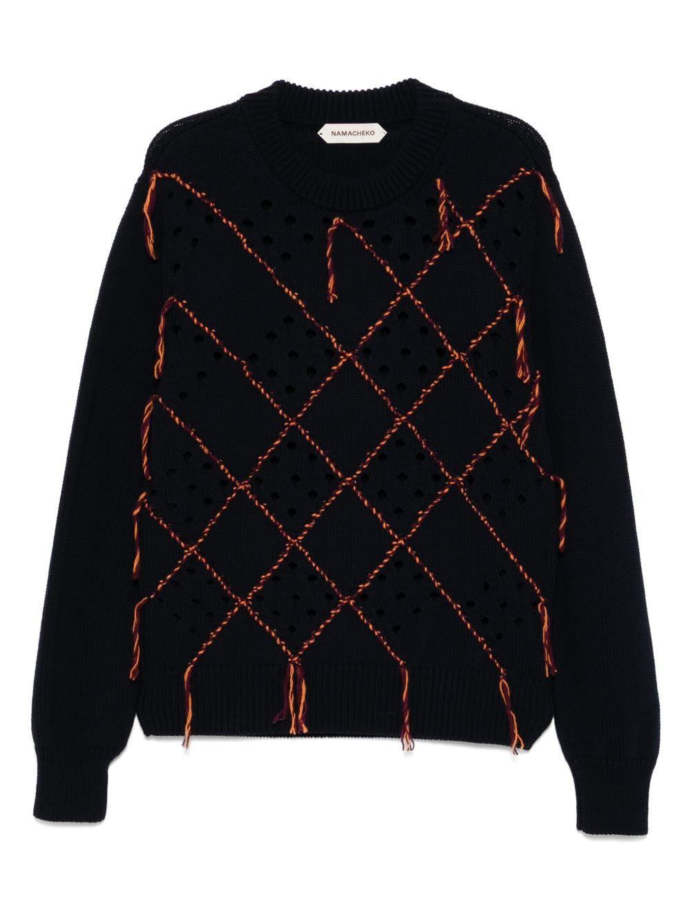 Namacheko intarsia quilt crew-neck jumper - Blue