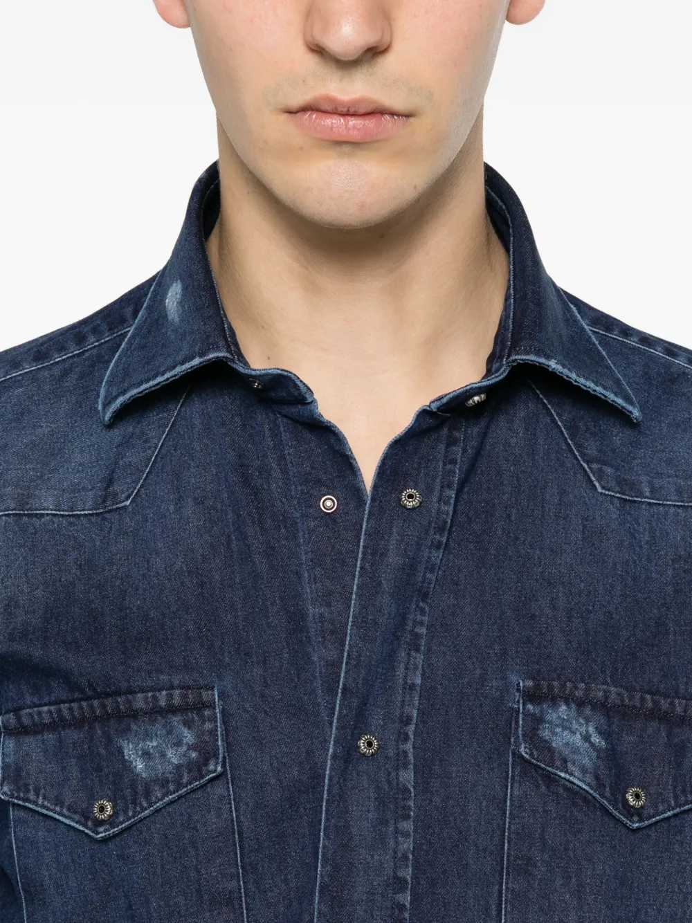 Sartorio Napoli Chemise en jean avec empiècement