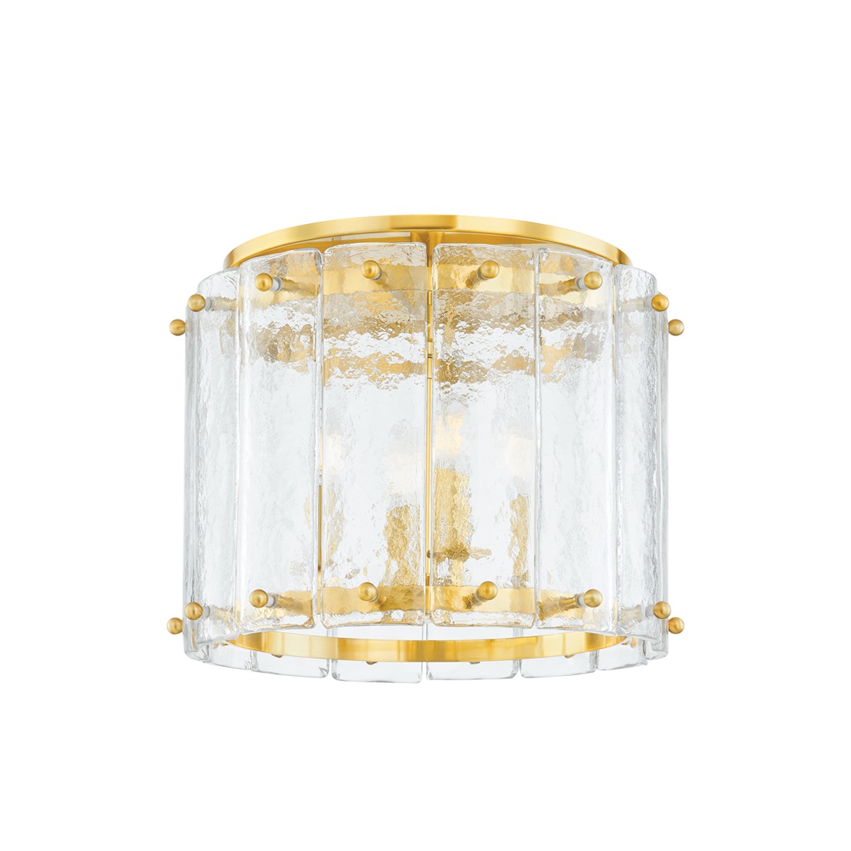 Vintage Polished Brass Four Light Flush Mount from the Rio Collection