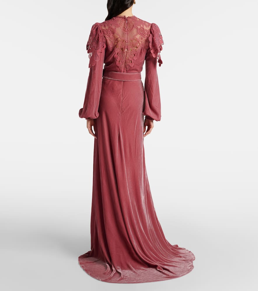 Ashley lace-trimmed velvet gown