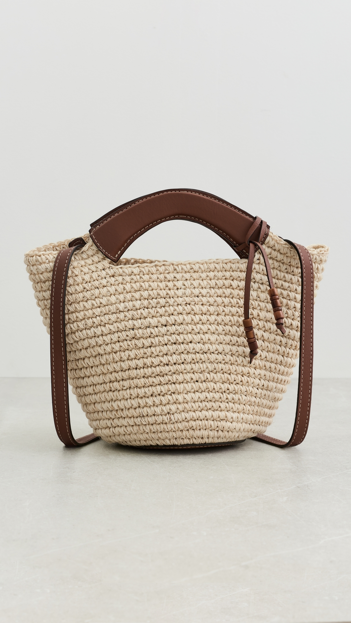 The Small Woven Shopper Tote Natural/Cognac One Size