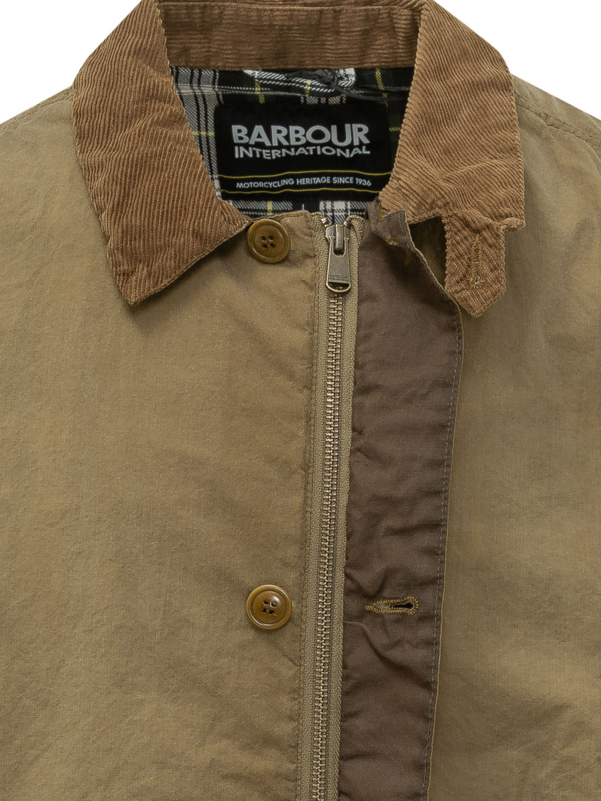 Green Solid Shirt Collar Jacket