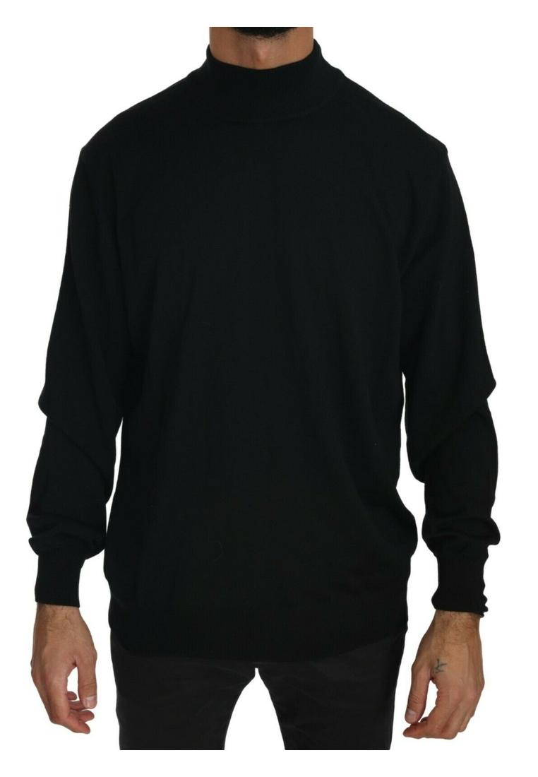 MILA SCHON Herren schwarzer Rollkragenpullover aus reiner Wolle