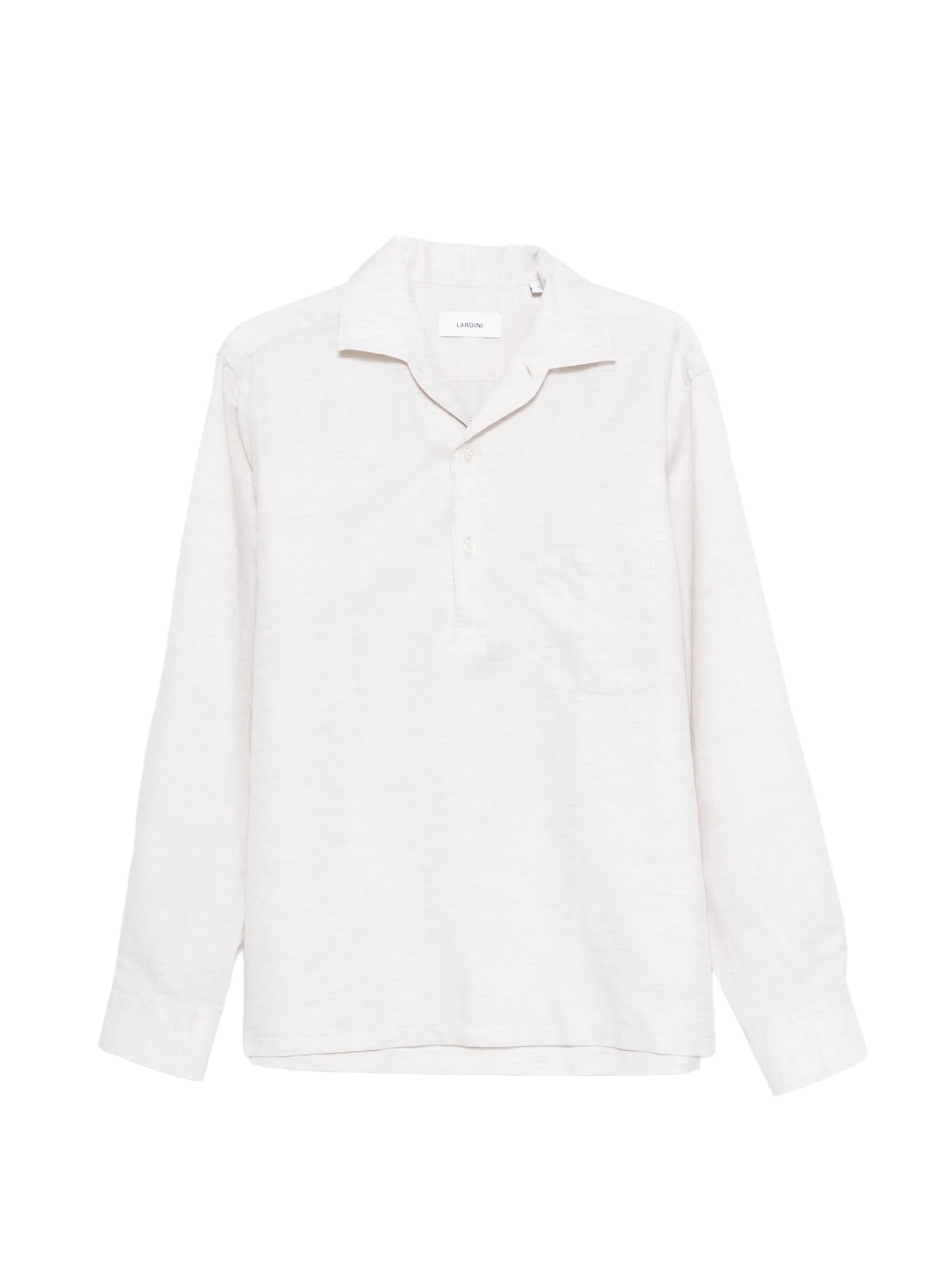 Men's Long-Sleeved Polo Shirt with Front Buttoning and Chest Pocket